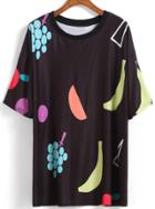 Romwe Fruit Print Loose T-shirt