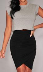 Romwe Black Asymmetrical Bodycon Skirt
