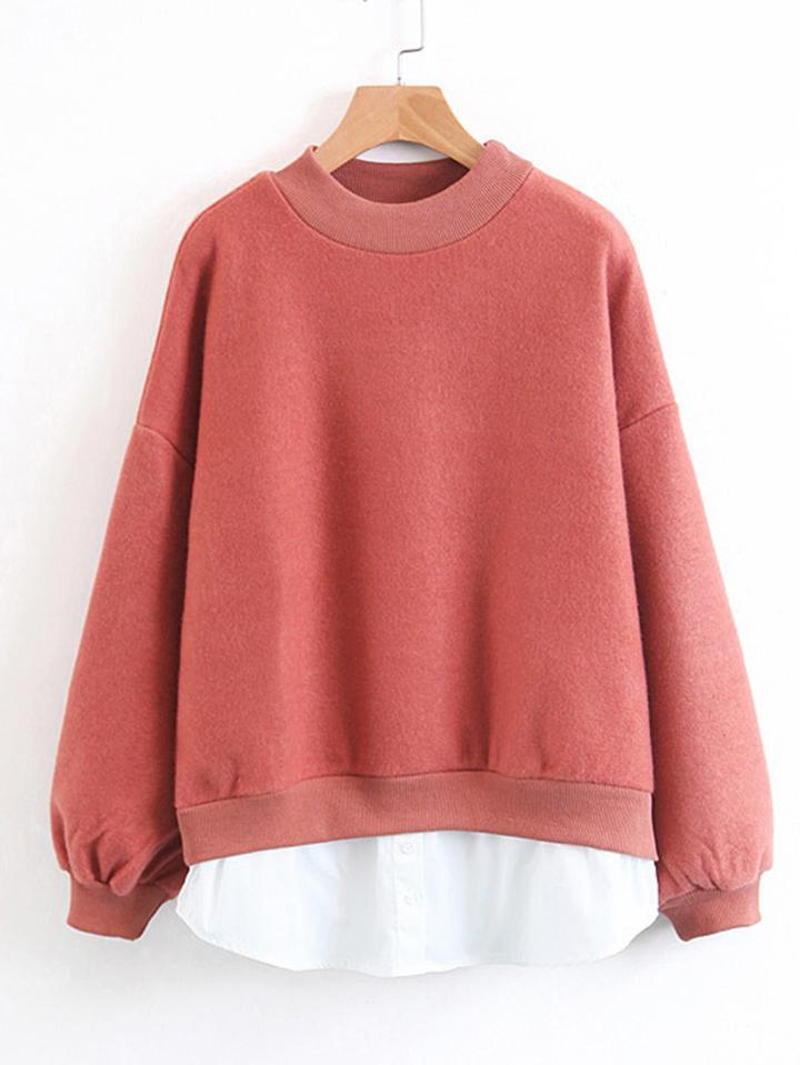 Romwe 2 In 1 Lantern Sleeve Sweatshirt