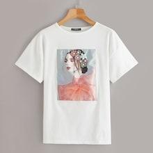 Romwe Figure With Beaded Appliques Detail Tee