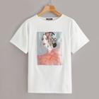 Romwe Figure With Beaded Appliques Detail Tee