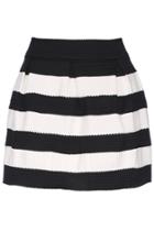 Romwe Romwe Black Apricot Striped Elastic Pleated Skirt