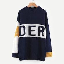 Romwe Drop Shoulder Letter Print Jumper