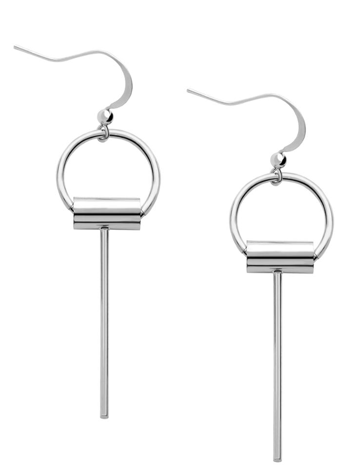 Romwe Silver Key Shaped Metal Earrings