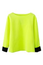 Romwe Romwe Rolled Long Sleeves Yellow T-shirt