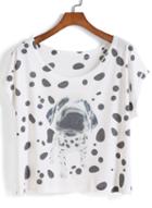 Romwe Speckled Dog Print Loose T-shirt