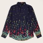 Romwe Guys Ditsy Botanical Print Shirt