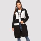Romwe Colorblock Open Front Notched Neck Outerwear