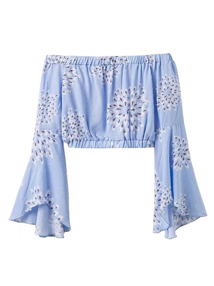 Romwe Bell Sleeve Crop Top