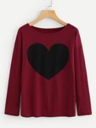 Romwe Heart Pattern Drop Shoulder Tee