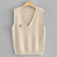 Romwe Letter Embroidered V-neck Vest