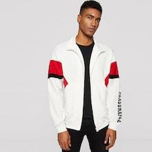 Romwe Guys Zip Up Letter Print Sweatshirt