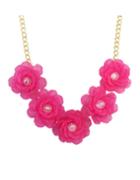 Romwe Hotpink Chunky Resin Flower Necklace