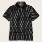 Romwe Guys Solid Collar Polka Dot Polo Shirt