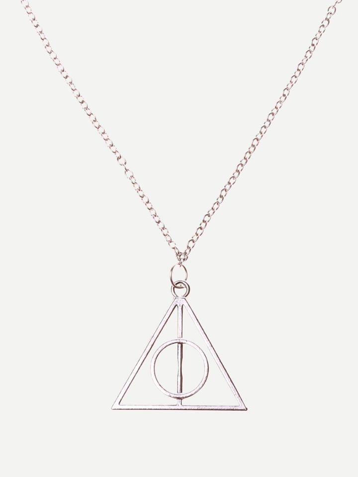 Romwe Deathly Hallows Pendant Chain Necklace
