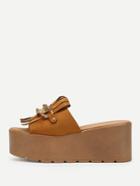 Romwe Tassel & Chain Design Wedge Sandals