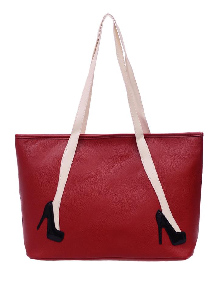 Romwe Fun Strap Tote Bag - Red