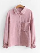 Romwe Ruffle Sleeve Corduroy Blouse