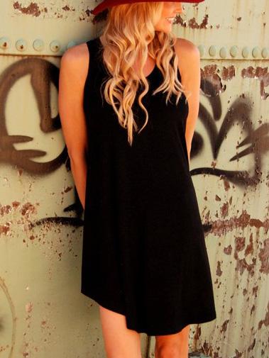 Romwe Black Swing Tank Dress
