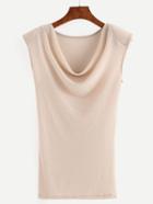 Romwe Cowl Neck Tank Top - Beige