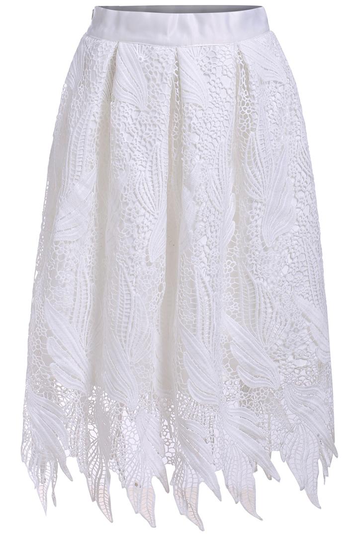 Romwe Irregular Lace Hem Skirt
