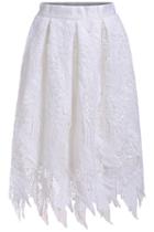 Romwe Irregular Lace Hem Skirt