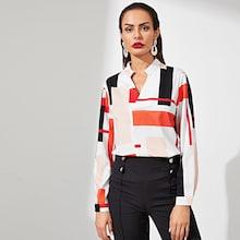 Romwe V-neck Geometric Print Blouse