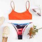 Romwe Spaghetti Strap Top With Scenery Pattern Bikini Set