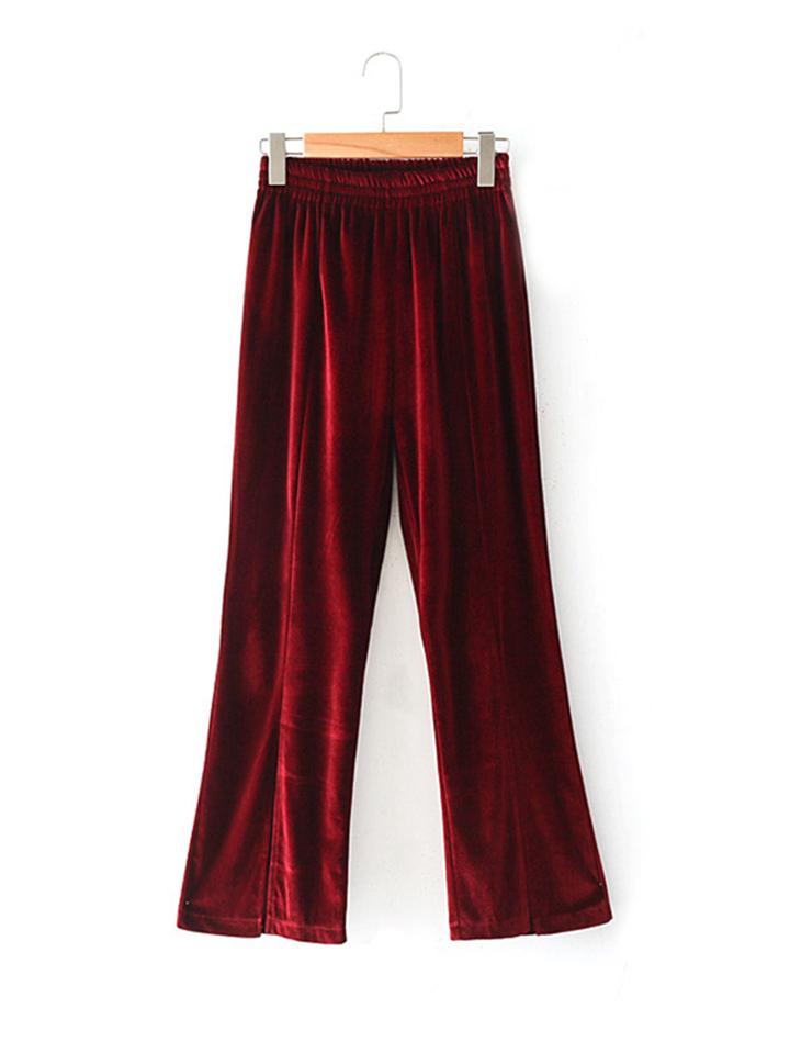 Romwe Slit Cuff Velvet Pants
