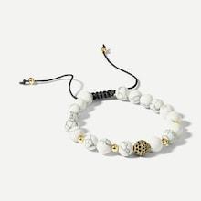 Romwe Men Marble Pattern Beaded Bracelet