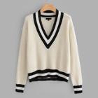 Romwe Contrast Stripe Trim Jumper