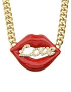 Romwe Red Mouth Lovependant Necklace