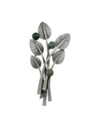 Romwe Black Vintage Style Gunblack Metal Beads Plant Leaf Brooch