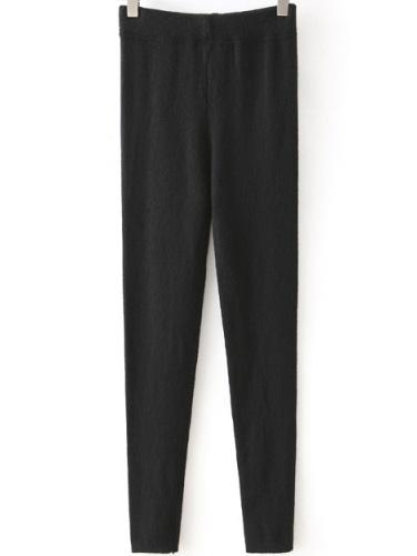 Romwe Women Elastic Waist Black Leggings