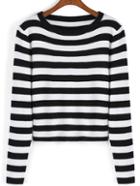 Romwe Round Neck Striped Sweater