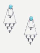 Romwe Turquoise Triangle Drop Earrings