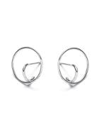 Romwe Silver Plated Geo Circle Trumpet Design Earrings