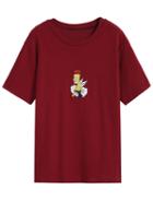 Romwe Simpson Print Wine Red T-shirt
