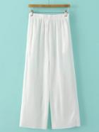 Romwe White Micro Pleated Pockets High Waist Cropped Pants