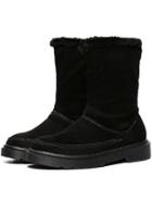 Romwe Black Round Toe Velvet Snow Short Boots