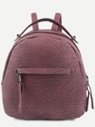 Romwe Burgundy Pebbled Faux Leather Dome Backpack
