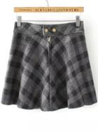 Romwe Plaid A-line Grey Skirt