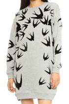 Romwe Swallow Print Casual Loose Dress
