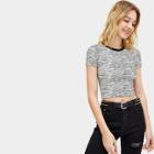 Romwe Zebra Print Crop Skinny Tee