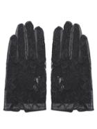 Romwe Black Pu And Lace Elegant Gloves