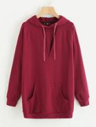 Romwe Kangaroo Pocket V Cut Front Hoodie