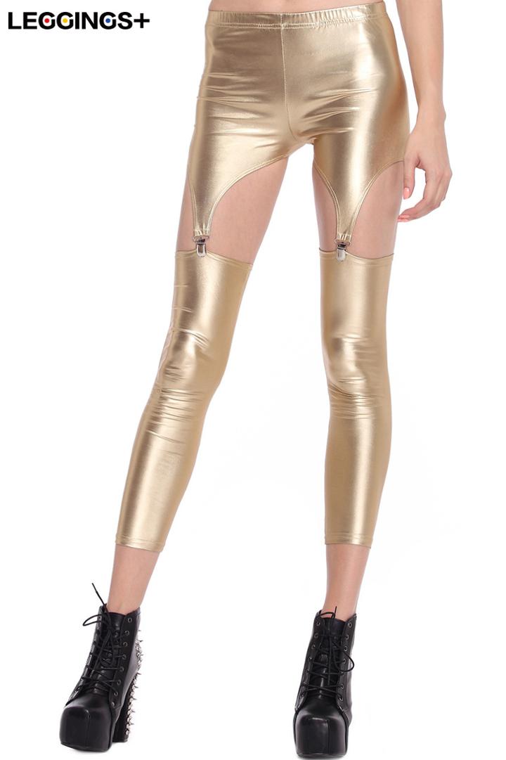 Romwe Romwe Golden Faux Leather Leggings