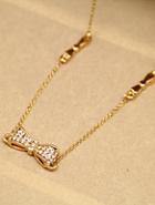 Romwe Gold Diamond Bow Chain Necklace