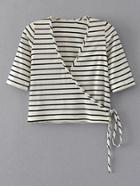Romwe Tie Detail Wrap Knit Tee