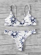 Romwe Graphic Print Beach Bikini Set